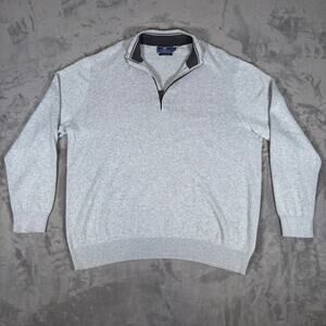 Vineyard Vines Men’s 2XL 1/4 Zip Pullover Sweater Gray Cotton Cashmere